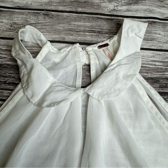 Free People Women's Crop Sheer Floral High Neck Tank Top XS Extra Small Cream - Picture 4 of 10